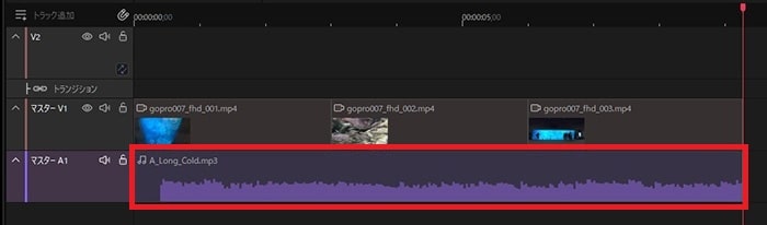 音楽ファイルをタイムラインに読み込む方法 動画編集ソフトGOM Mix Max